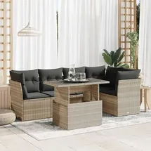 vidaXL Garten-Lounge-Set 6-tlg. hellgrau Polyrattan