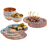 Assheuer & Pott Melamin Ess-Geschirr Set für 4 Personen, Campinggeschirr mediterranes Design