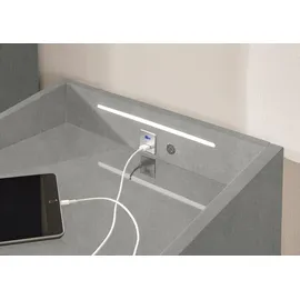 ed exciting design Moon Nachttisch | Nachtkommode mit LED-Beleuchtung und USB-Anschluss USB-C-Anschluss