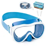 Kinder Schwimmbrille, Anti-Leck Schnorchelmaske mit Nasenabdeckung & elastischem Stoffband, UV-Schutz Schwimmbrille für Jungen und Mädchen