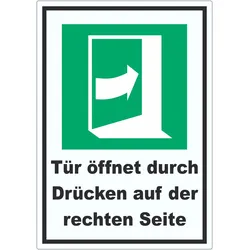 Tür öffnet durch Drücken auf der rechten Seite Aufkleber A7 (74x105mm)