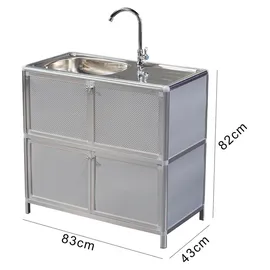 Hti-Living Spüle mit Abtropfläche und Unterschrank 83 x 43 cm Silber