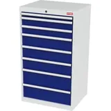 STIER Schubladenschrank mit 8 Schubladen BxTxH 700x575x1220 mm lichtgrau/enzianblau