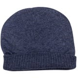 Yanopurna Strickmütze Kaschmir Mütze Beanie glatt mit geripptem Umschlag blau