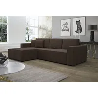 Fun Möbel Ecksofa Schlafsofa Sofa CONOR Stoff Dunkelbraun Ottomane Links