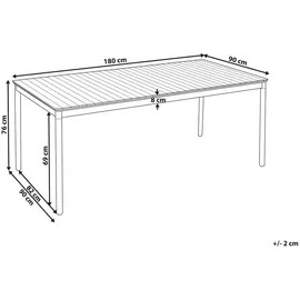 Beliani Gartentisch VALLESE 180 x 90 x 76 cm Braun/Schwarz