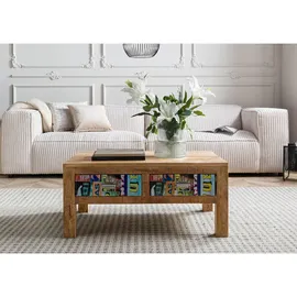 MASSIVMOEBEL24.DE Lounge Collection Couchtisch Mehrfarbig Mangoholz 90 x 60 x 40 cm