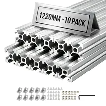 Vevor 2020 Aluminium Profile 10 Stk. 122 cm, Eloxierte T-Nut-Aluprofile nach EU-Standard, Hochfestes Strangpressprofil, Aluminiumschiene für 3D-Druckerteile, CNC-DIY-Werkbänke und Montage, Silber