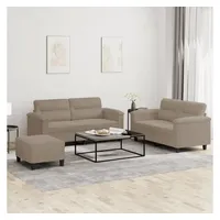 vidaXL 3-tlg. Sofagarnitur mit Kissen Taupe Mikrofasergewebe