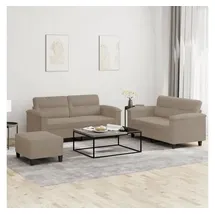 vidaXL 3-tlg. Sofagarnitur mit Kissen Taupe Mikrofasergewebe