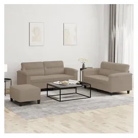 vidaXL 3-tlg. Sofagarnitur mit Kissen Taupe Mikrofasergewebe