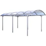 KGT Carport Elbe 3,12 x 5,31 m silber mit Tonnendach und Regenrinne