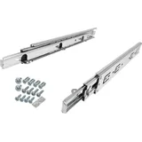 SOTECH 1 Paar (2 St.) Schubladenschienen Vollauszug mit Auflagewinkeln Länge 650 mm Tragkraft 45 kg Höhe 45 mm inkl. Schraubenset - Silber