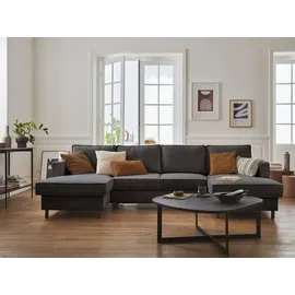 best mobilier Lisa Design Jake Wohnlandschaft U-Form, 7-Sitzer, mit Schlaffunktion und Bettkasten, aus Cord Dunkelgrau