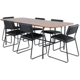 ebuy24 UnoWA Essgruppe Esstisch Nussbaum dekor und 6 Kenth Esszimmerstühle PU Kunstleder schwarz.