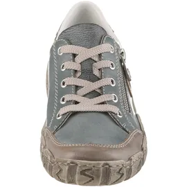 Rieker Sneaker RIEKER, Damen, Gr. 42, blau (graublau, taupe), Leder, Lederimitat, used, Schuhe Sneaker, mit Zierreißverschluss, Freizeitschuh, Halbschuh, Schnürschuh