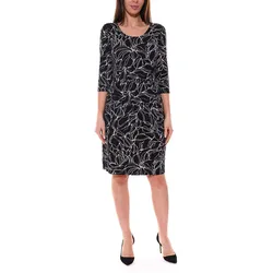 Aniston SELECTED Damen Mini-Kleid mit abstraktem Allover-Print Langarm-Kleid Schwarz/Weiß - 38
