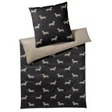 ELEGANTE Dogs Tiere Schwarz/Beige 135 x 200 cm + 40 x 80 cm