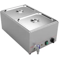 Valgus Edelstahl Bain Marie Speisewärmer 2 Sektionen 18L Buffet Professionell Edelstahl Dampftisch mit Deckel und Hahn für Zuhause und Restaurants