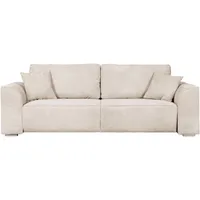 3-Sitzer INOSIGN "Beatrice Schlafsofa" Sofas Gr. B/H/T: 250cm x 92cm x 107cm, Cord, ohne Bettfunktion-ohne Bettkasten, beige (creme) wahlweise auch mit Bettfunktion und Bettkasten, incl. 2 Zierkissen