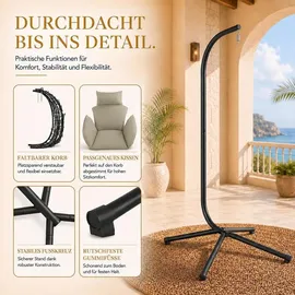 Makika Hängesessel mit Gestell Höhenverstellbar Grün/Grau