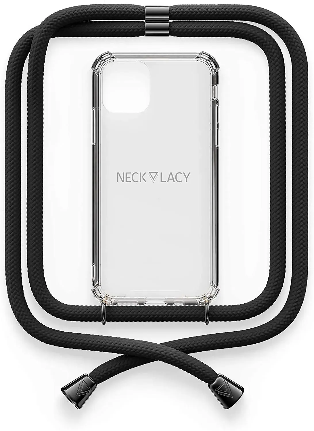 NECKLACY Handykette Handyhülle zum umhängen - für iPhone 11 Pro - Case / Handyhülle mit Band zum umhängen - Trageband Hals mit Kordel - Smartphone Necklace, All Black NECKLACY Handykette Handyhülle zum umhängen - für iPhone 11 Pro - Case / Handyhülle mit Band zum umhängen - Trageband Hals mit Kordel - Smartphone Necklace, All Black