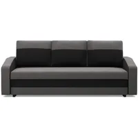 mebligo Sofa 3-Sitzer mit Schlaffunktion, Grau Schwarz