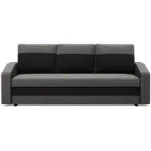 mebligo Sofa 3-Sitzer mit Schlaffunktion, Grau Schwarz