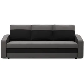 mebligo Sofa 3-Sitzer mit Schlaffunktion, Grau Schwarz