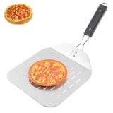 Perforierter Pizzaschieber mit Großer Fläche, 12 Zoll Pizzaschieber Edelstahl, Pizzaschieber für Pizzastein mit Faltbares Verbrühungshemmend Griff, für Hausgemachtes für Pizza und Brotliebhaber