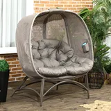 Outsunny Papasansessel Gartenstuhl 126 x 75 x 142 cm Sand 2 St.