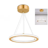 oyajia Deckenleuchte Modern 16W LED Deckenlampe, Goldfarben Rund Hängend Kronleuchter Ø23cm, LED fest integriert, ‎Kaltweiß, Höhenverstellbar Pendelleuchte,Wohnzimmer, Schlafzimmer, Küchenlampe