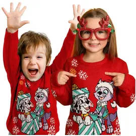 Paw Patrol Winterpullover - Marshall und Everest in rot | Gr.: 110-116