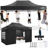 COBIZI Faltpavillon 3x3 m Wasserdicht Stabil Winterfest mit Seitenwand, Pop-up Pavillon Partyzelt, Sonnenschutz Gartenpavillon, Robustes Faltbares Zelt mit Tasche mit Rollen (3 × 3 m, Grau)