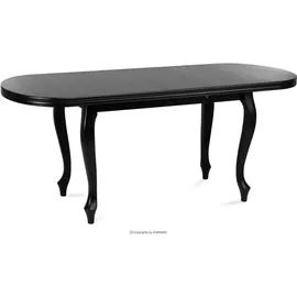 Konsimo Esstisch Esszimmertisch oval "altis", Schwarz, Furnier, Classic, 160-200x76,5x90 cm