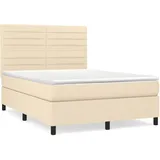 vidaXL Boxspringbett mit Matratze Creme 140x200 cm Stoff
