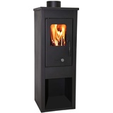 Herd für Holz und Kohle "ERA" aus lackiertem Stahl 7 kW Kamin mit Glaskeramik h 94 cm Produktion Made in Italy 2 Jahre Garantie Heizung Haus (Schwarzer Ofen, 7 kW)