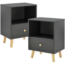 [en.casa] Beistelltisch-Set, Dunkelgrau