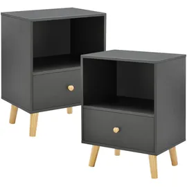 [en.casa] Beistelltisch-Set, Dunkelgrau