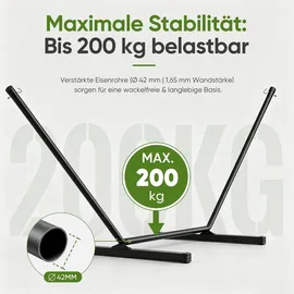 Sekey Hängemattengestell Hängematte mit Gestell Doppelhängematte für 2 Personen mit Kissen bis 200 kg belastbar Ständer für Garten Outdoor St... - Grau