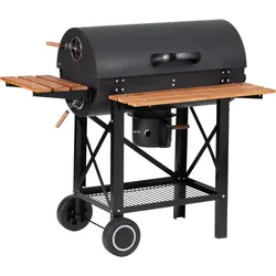 Tarrington House Holzkohlegrill Louisiana, Grillfläche 71 x 35 cm, klappbare Seitenablagen, fahrbar, Stahl/Holz, schwarz