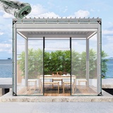 Transparente Planen Schwer Wasserdicht,Pavillon Terrasse Veranda Abdeckplane Seitenwände-Mit Reißverschluss Tür,0,3mm Klar PVC Plane,Uv-Strahlen, Staub-Plane Abdeckung,WxH-2.6x2.1m/8.5x6.9ft