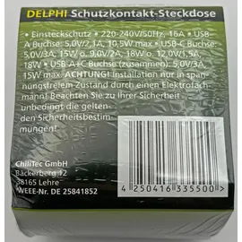 ChiliTec Schuko-Steckdose Unterputz Schwarz 2 St.