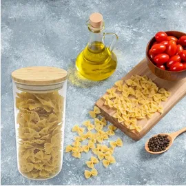 Fackelmann 4er-Set Glasaufbewahrungsbehälter – FACKELMANN – Natur – Bambusdeckel - Braun/Transparent