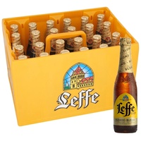 Leffe Blonde Flaschenbier, MEHRWEG im Kasten, Blondes Abteibier Bier aus Belgien (24 x 0.33 l)
