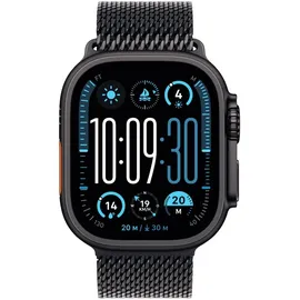 Apple Watch Ultra 2 GPS + Cellular 49 mm Titangehäuse schwarz,  Milanaise Armband schwarz M
