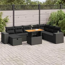 vidaXL Garten-Sofagarnitur 9-tlg. schwarz