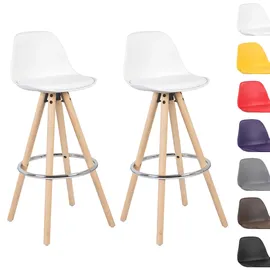 Woltu 2er Set Barhocker Tresenhocker Barstuhl Holz mit Lehne Stuhl Weiß BH45ws-2