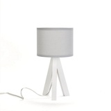 Licht-Erlebnisse Tischleuchte Weiß Grau Dreibein Stoff Holz E14 Lampe Schlafzimmer Wohnzimmer