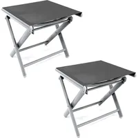 Mojawo 2er Garten Klapphocker Fußhocker Aluminium Textilen Anthrazit